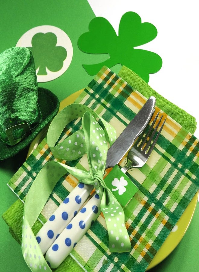 JarThenaAMCS مناديل ورقية من JarThenaAMCS، 80 ورقة، بنقشة مربعات خضراء وصفراء، مناديل ورقية للاستخدام مرة واحدة، بنقشة مربعات مزخرفة، مثالية لحفلات غداء وعشاء عيد القديس باتريك، ولتزيين الطاولات. - Image 4